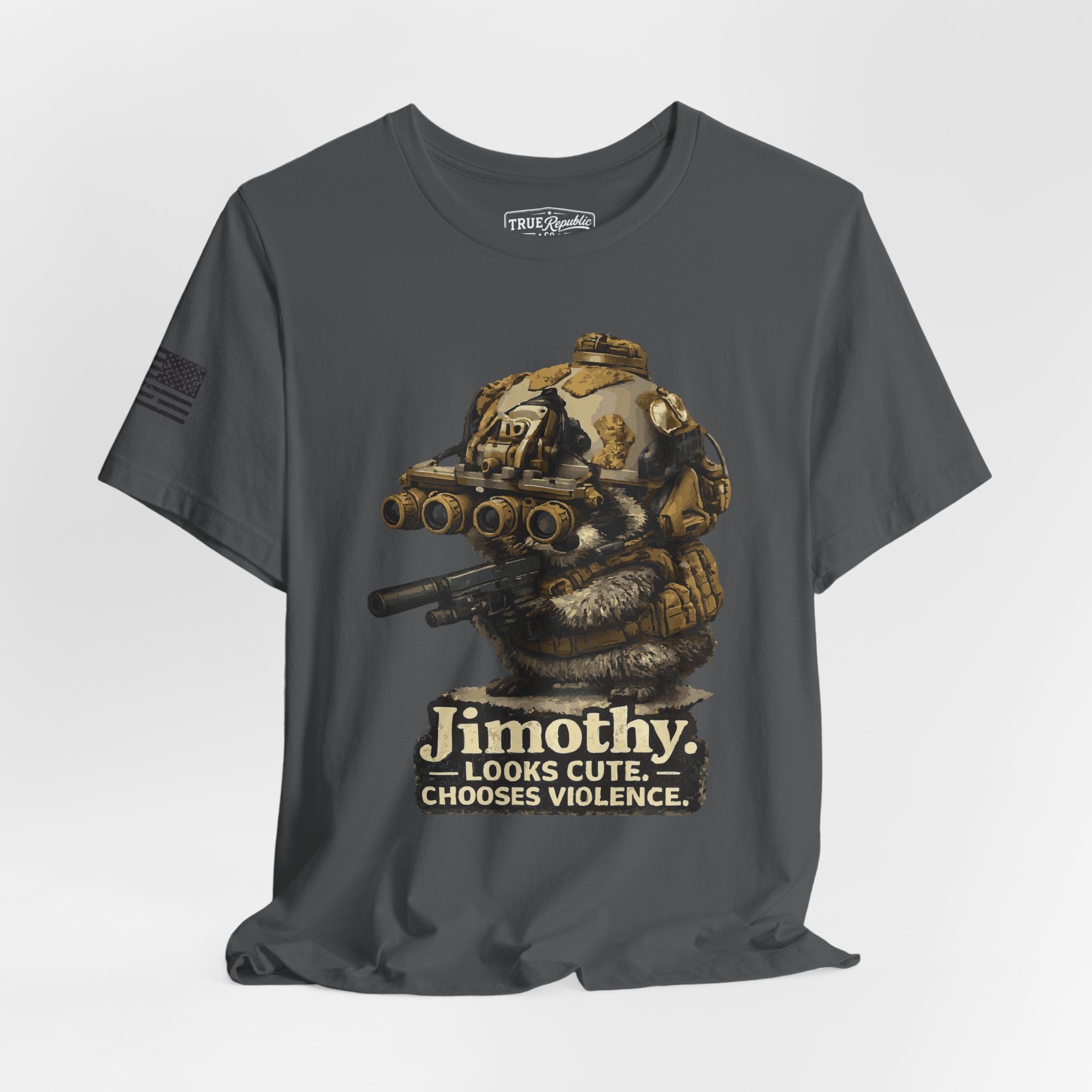 'Jimothy. Looks Cute. Chooses Violence.' Unisex T-Shirt