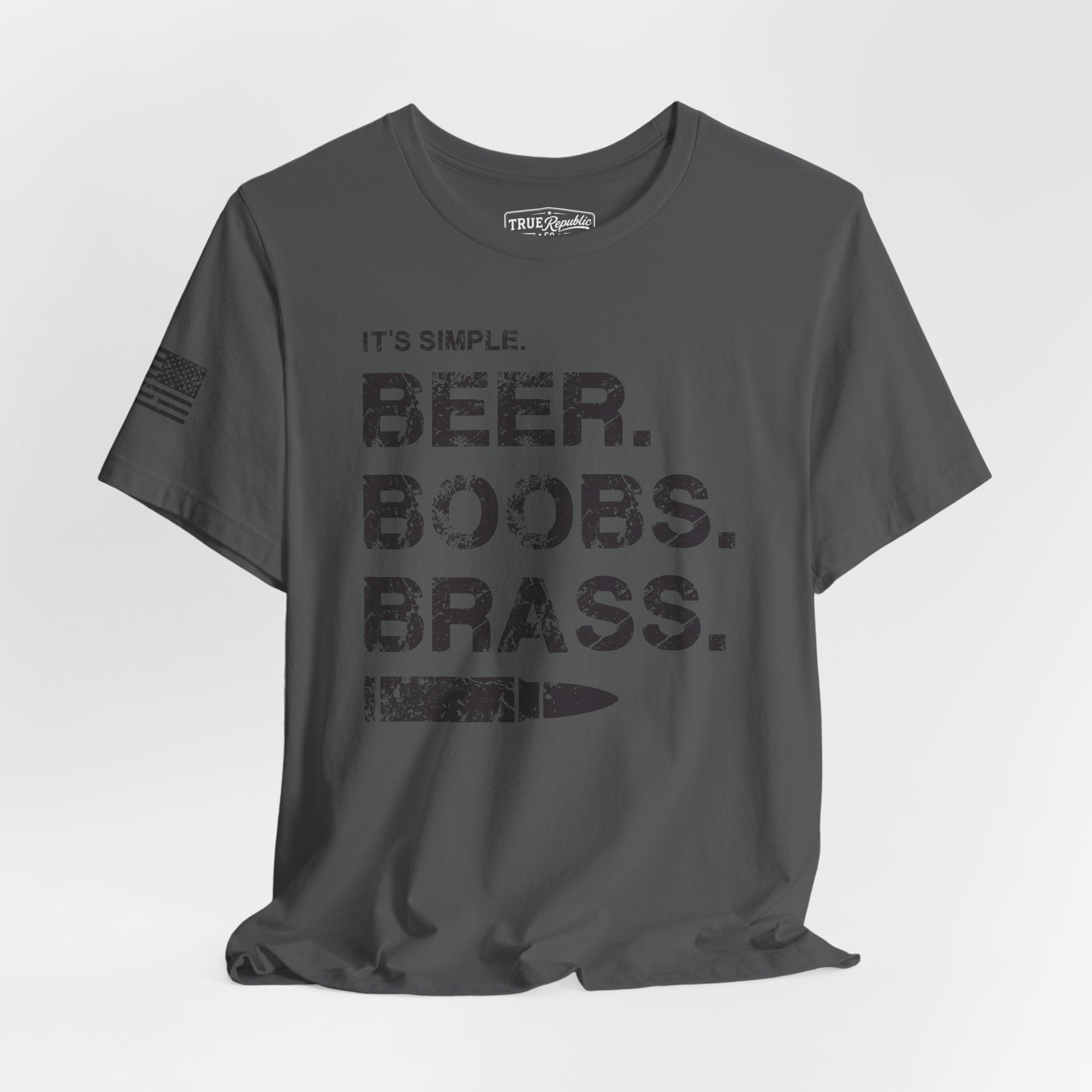 'It's Simple. Beer. Boobs. Brass.' Unisex T-Shirt