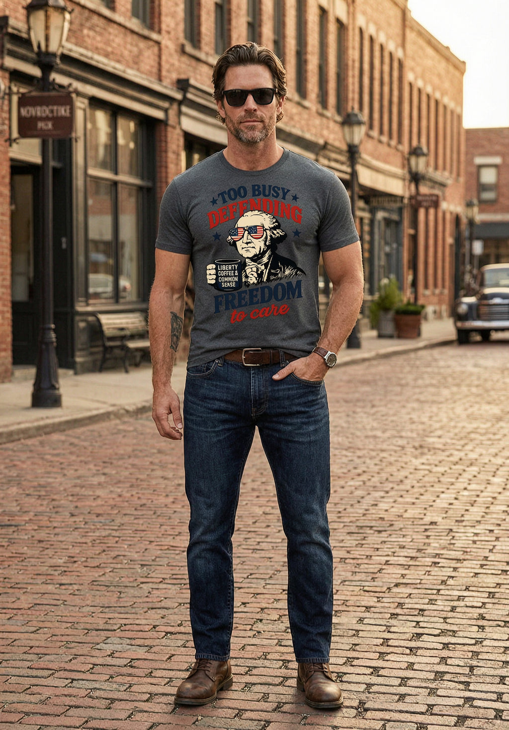 'Too Busy Defending Freedom to Care' Unisex T-Shirt