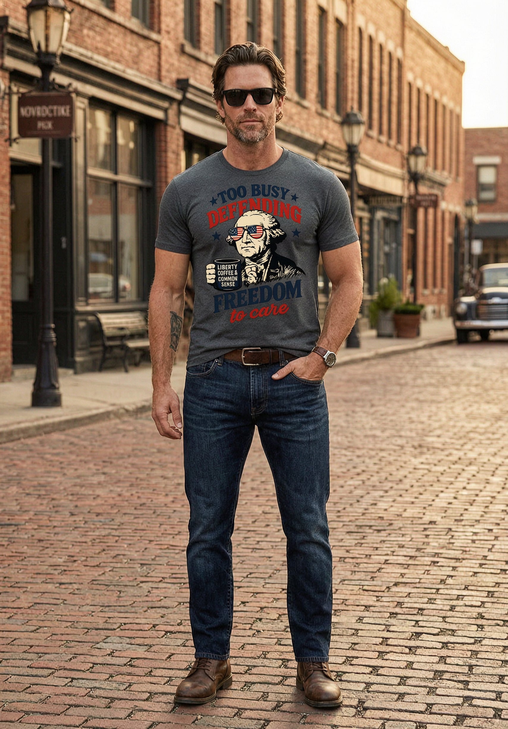 'Too Busy Defending Freedom to Care' Unisex T-Shirt