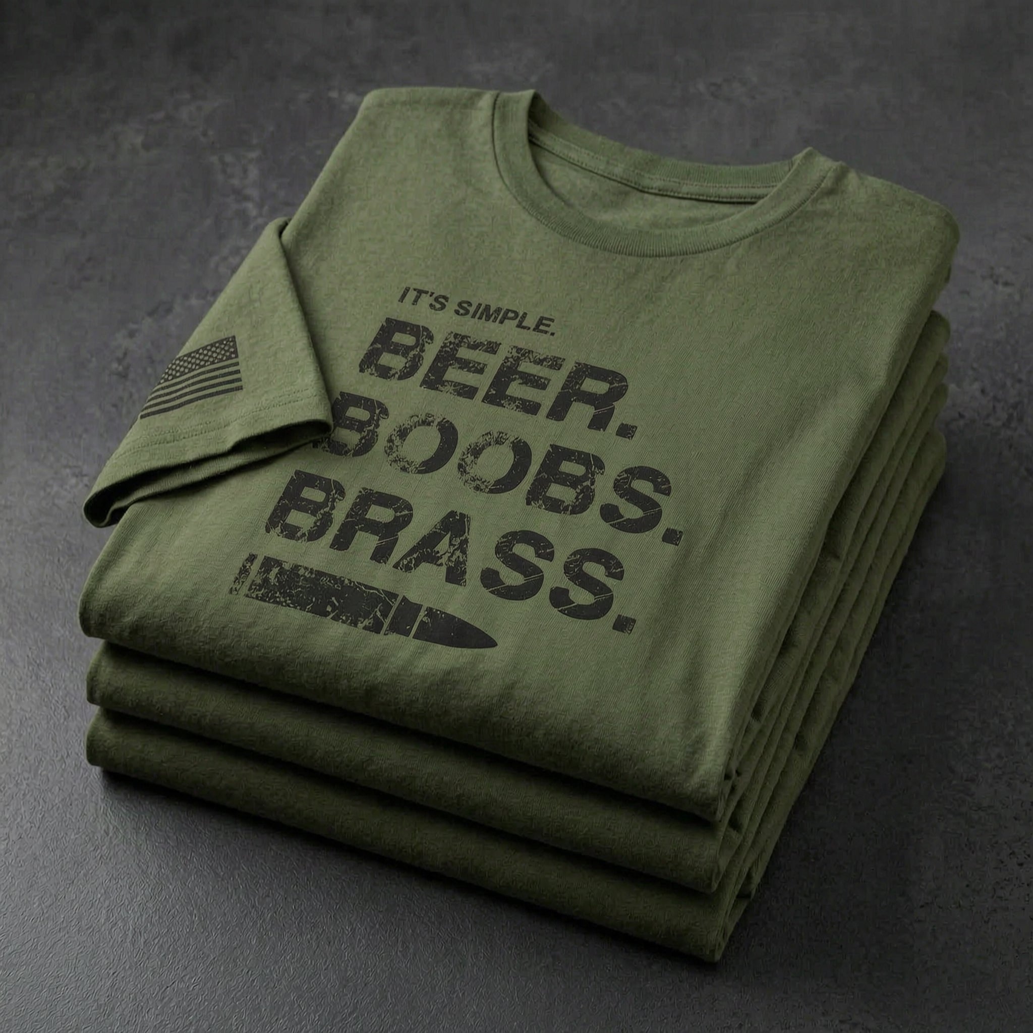 'It's Simple. Beer. Boobs. Brass.' Unisex T-Shirt