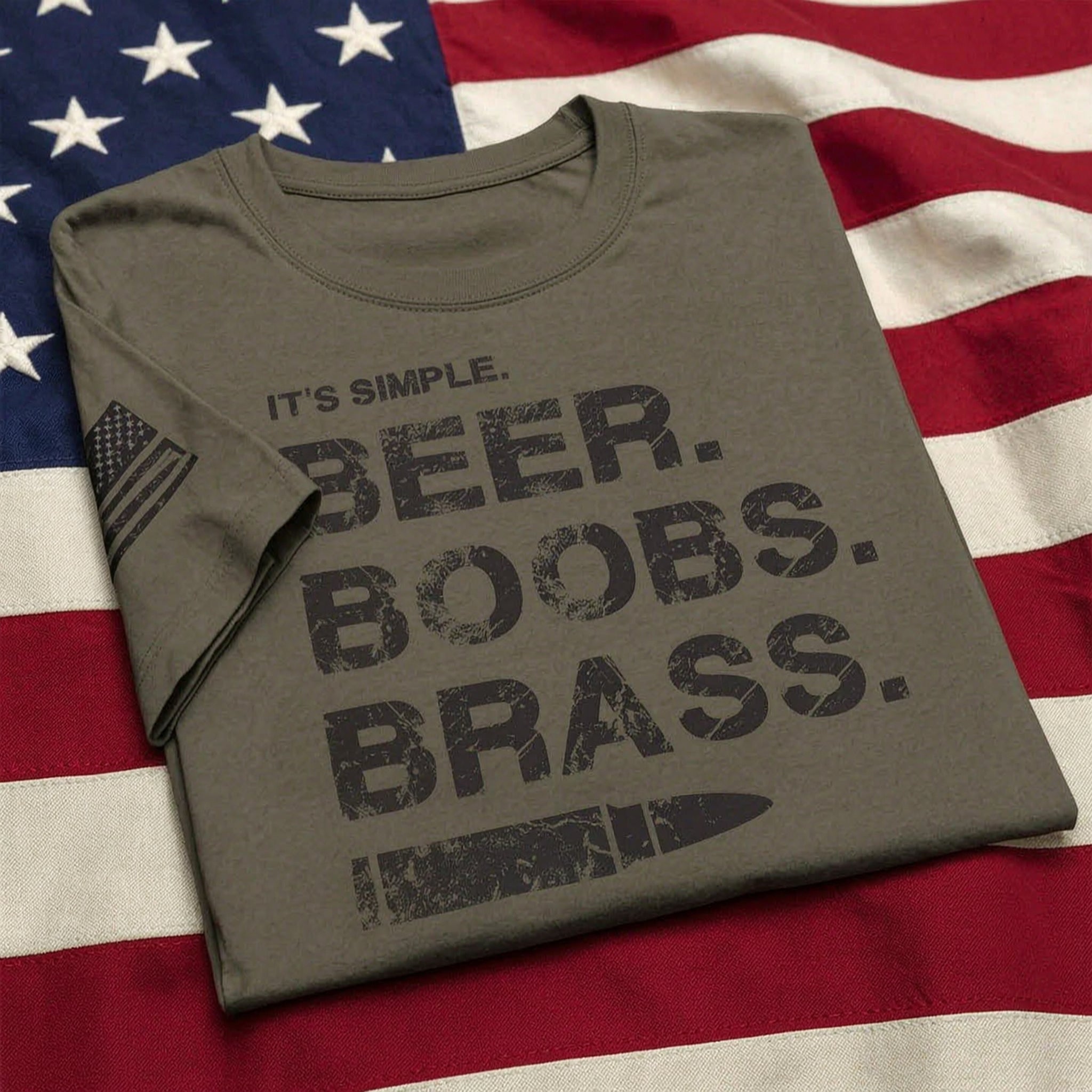 'It's Simple. Beer. Boobs. Brass.' Unisex T-Shirt