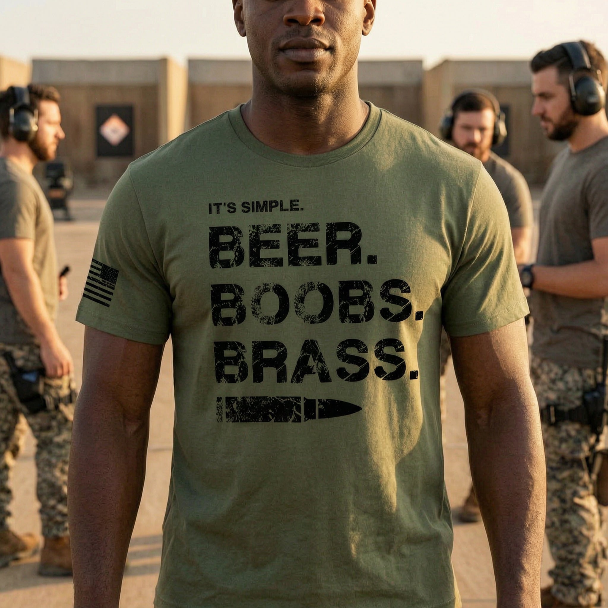 'It's Simple. Beer. Boobs. Brass.' Unisex T-Shirt