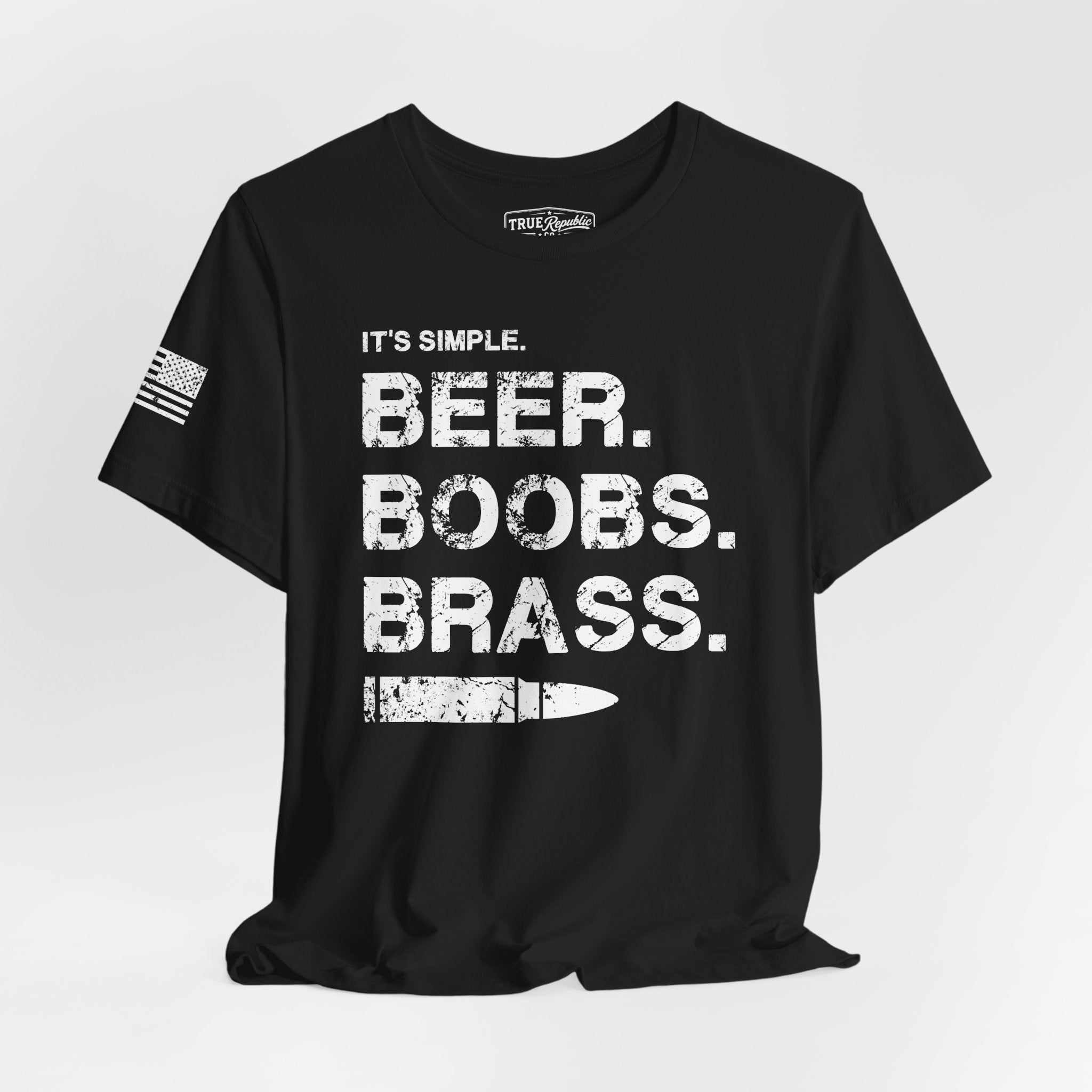 'It's Simple. Beer. Boobs. Brass.' Unisex T-Shirt