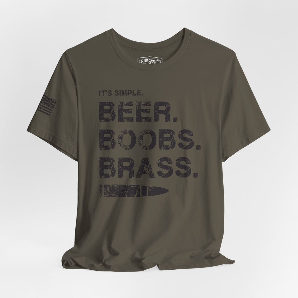 'It's Simple. Beer. Boobs. Brass.' Unisex T-Shirt