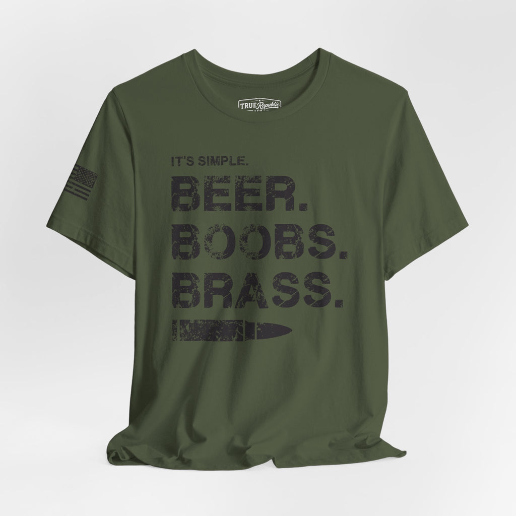 'It's Simple. Beer. Boobs. Brass.' Unisex T-Shirt